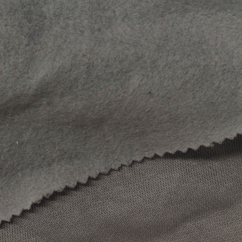 Brushed Cotton Polyester French Terry Fabric, 267 gsm, 165 cm — Grey