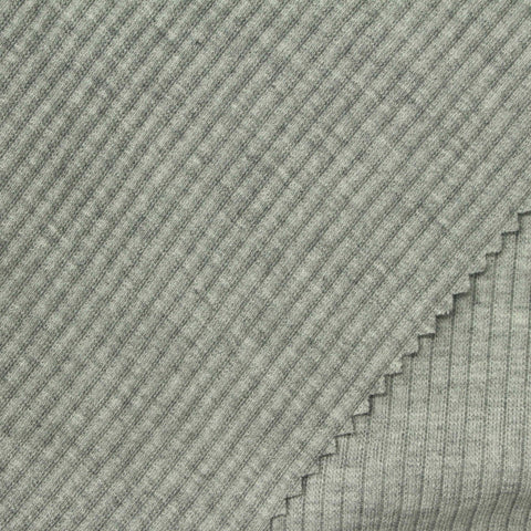 Grey Heather Rib Knit, Poly-Viscose