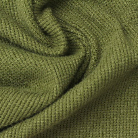 Polyester Stretch Waffle Knit Fabric, 260 gsm, 138 cm — Green