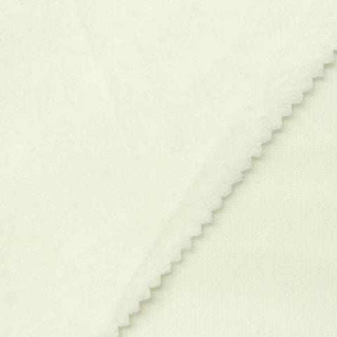 Polyester Cotton Stretch Velvet Fabric, 285 gsm, 165 cm — White