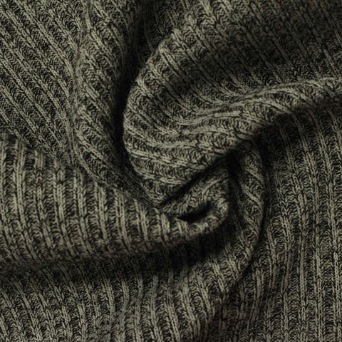 Light Grey Marl Rib Knit, Polyester, 346 gsm