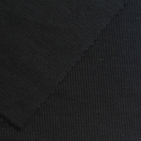 Black Ribbed Rib Knit, Viscose
