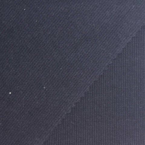 Brushed Cotton Viscose Stretch Rib Knit Fabric, 300 gsm, 150 cm — Navy