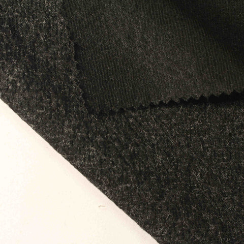 Black Ribbed Rib Knit, Poly-Viscose