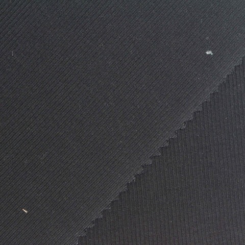 Cotton Stretch Rib Knit Fabric, 190 gsm, 110 cm — Black