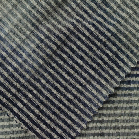 Blue Check Rib Knit, Poly-Viscose
