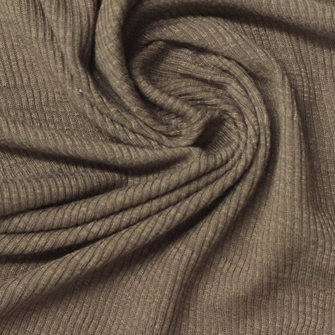 Slub Polyester Viscose Rib Knit Fabric, 160 gsm — Khaki