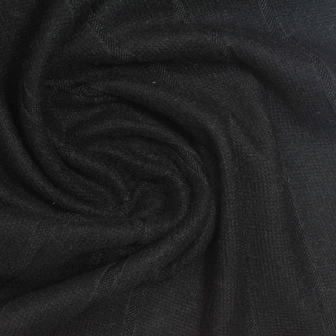 Black Vertical-Stripe Rib Knit, Viscose-Poly, 195 gsm