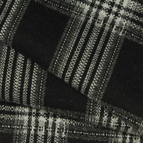 Black Plaid Interlock Knit, Poly-Viscose, 280 gsm, 160 cm