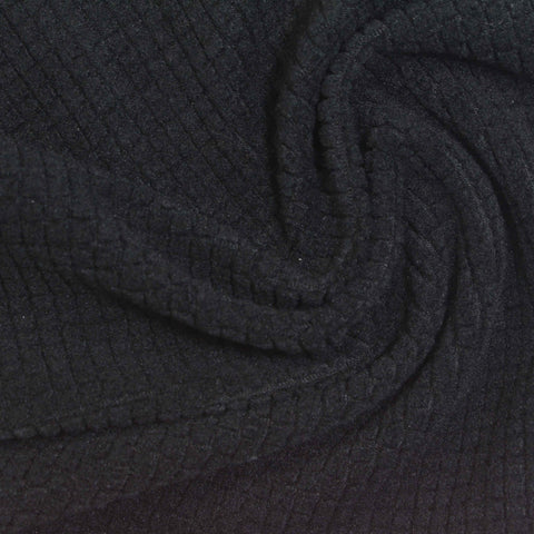 Polyester Stretch Fleece Fabric, 236 gsm, 157 cm — Black