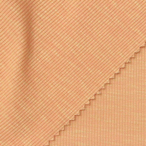 Peach Marl Rib Knit, Poly-Viscose, 235 gsm