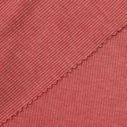 Heathered Red Marl Rib Knit, Poly-Viscose