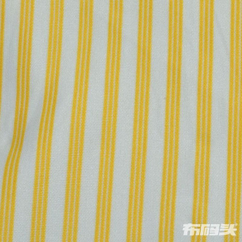 Yellow Vertical-Stripe Linen-Look, Polyester
