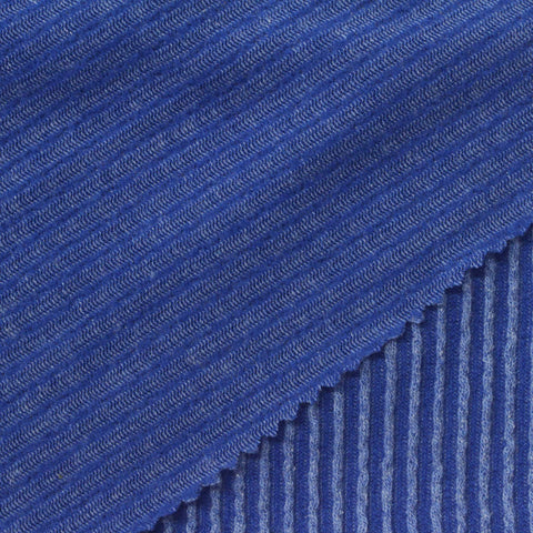 Royal Blue Vertical-Stripe Rib Knit, Poly-Viscose