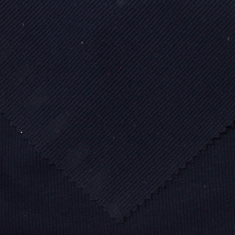 Cotton Polyester Stretch Rib Knit Fabric, 320 gsm, 152 cm — Navy