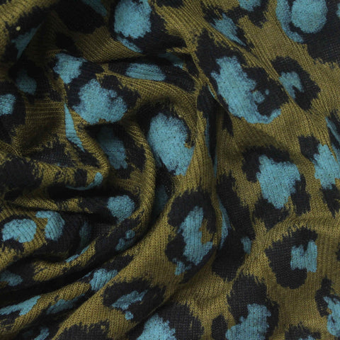 Olive Leopard Chunky Knit, Poly-Viscose