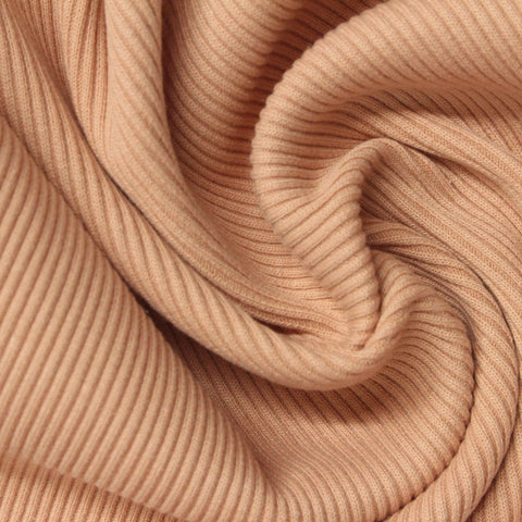 Cotton Polyester Stretch Rib Knit Fabric, 440 gsm, 117 cm — Beige