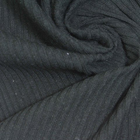 Rib Knit Fabric, 210 gsm, 140 cm — Black
