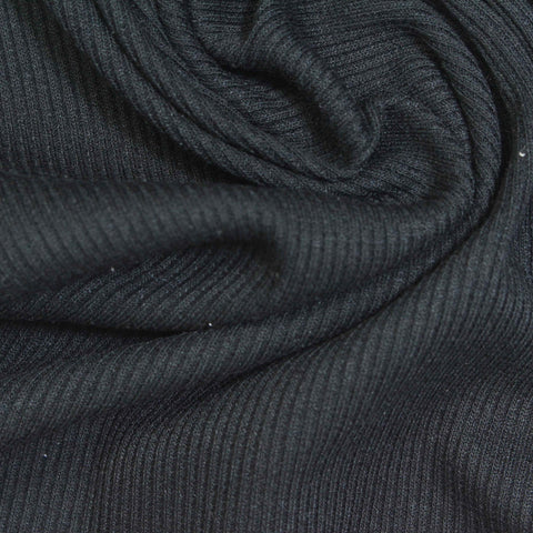 Polyester Viscose Stretch Rib Knit Fabric, 237 gsm, 119 cm — Grey