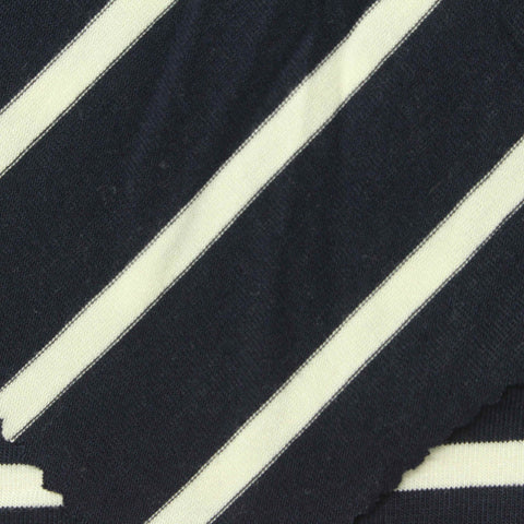 Navy Horizontal-Stripe Jersey Knit, Viscose, 200 gsm