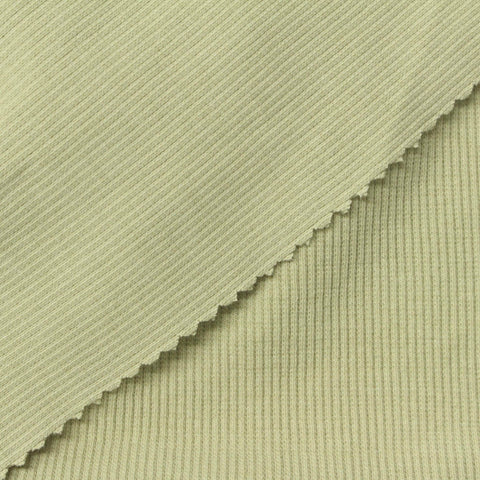 Cotton Polyester Stretch Rib Knit Fabric, 380 gsm, 130 cm — Green, ref EF-275364