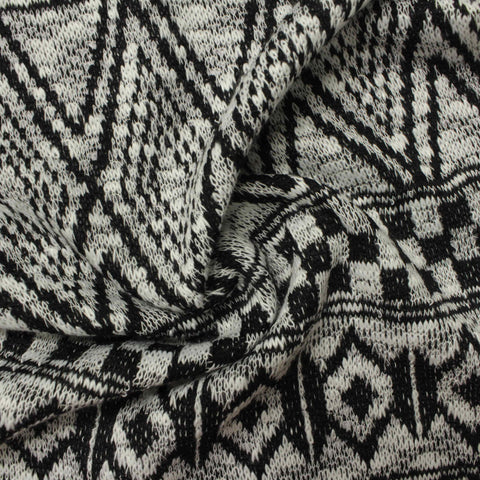 Black Geometric-Zigzag Jacquard, Polyester, 185 gsm