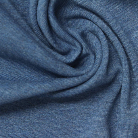 Blue Marl Rib Knit, Cotton-Poly, 270 gsm