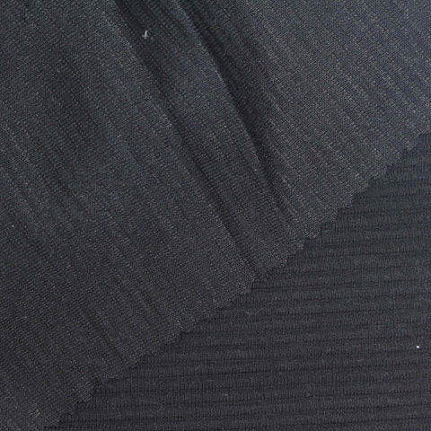 Black Ribbed Rib Knit, Poly-Viscose