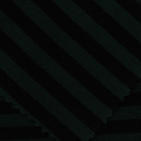 Dark Green Horizontal-Stripe Rib Knit, Viscose-Cotton, 245 gsm