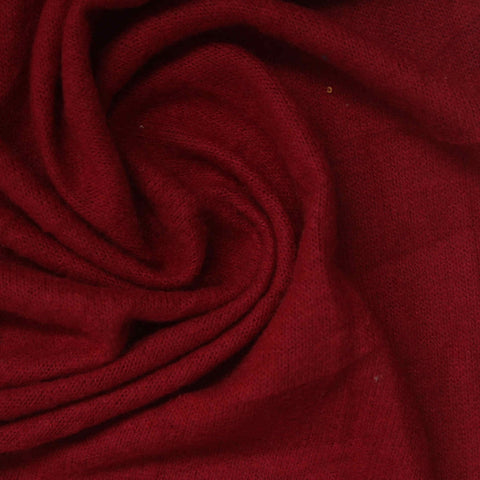 Brushed Polyester Viscose Stretch Chunky Knit Fabric, 189 gsm, 160 cm — Red