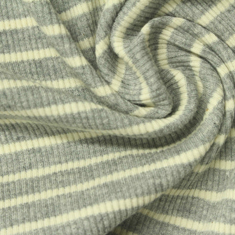 Grey Horizontal-Stripe Rib Knit, Cotton