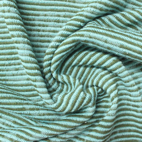 Light Blue Horizontal-Stripe Chunky Knit, Poly-Cotton
