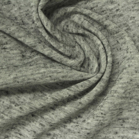 Heather Grey Marl Jersey Knit, Poly-Linen, 130 gsm