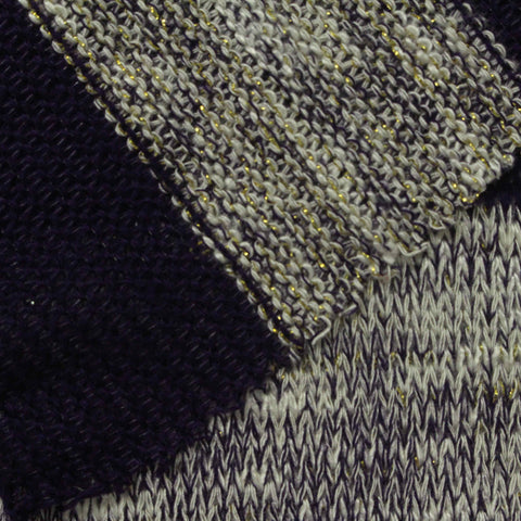Navy Horizontal-Stripe Chunky Knit, Viscose, 192 gsm, 185 cm
