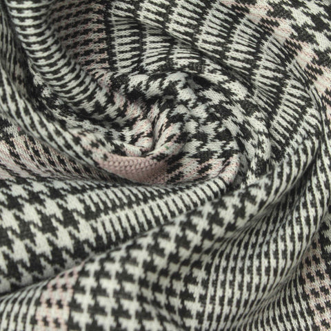 Black Houndstooth Interlock Knit, Polyester