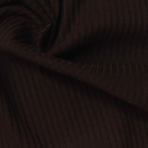 Polyester Viscose Stretch Rib Knit Fabric, 250 gsm, 148 cm — Brown