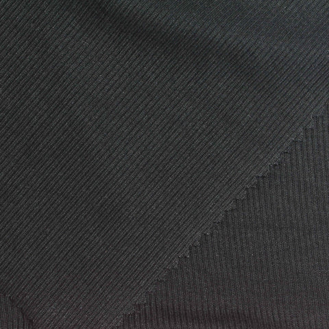 Viscose Stretch Rib Knit Fabric, 265 gsm, 130 cm — Black