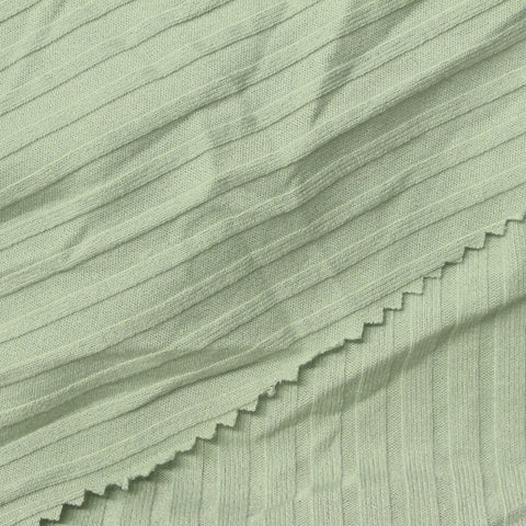 Polyester Viscose Stretch Rib Knit Fabric, 250 gsm, 163 cm — Green