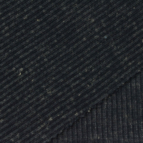 Dark Grey Heathered-Marl Rib Knit, Poly-Cotton, 180 gsm