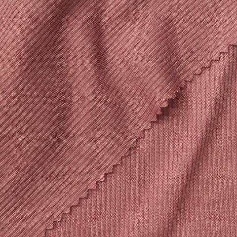Pink Marl Rib Knit, Poly-Viscose, 160 gsm