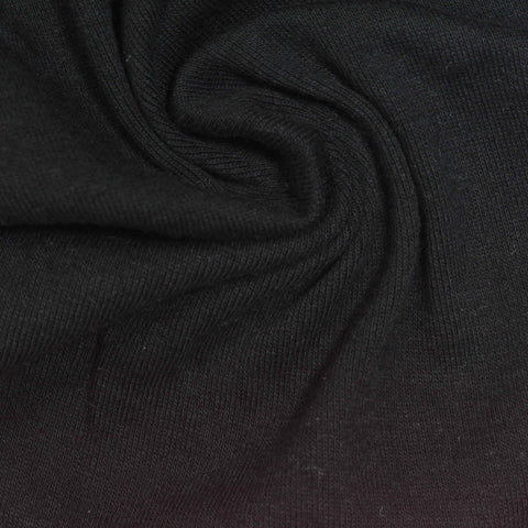 100% Cotton Rib Knit Fabric, 175 gsm, 160 cm — Black
