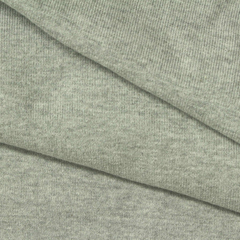 Heather Grey Marl Rib Knit, Cotton-Poly, 380 gsm