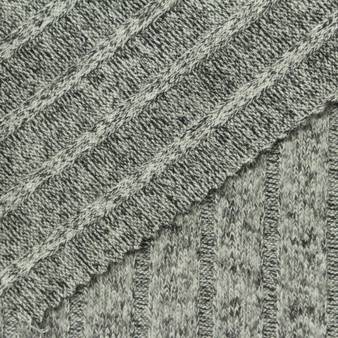 Heather Grey Marl Rib Knit, Viscose-Poly, 200 gsm
