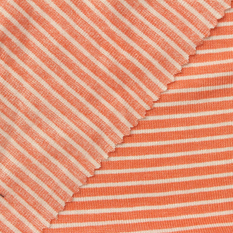 Orange Horizontal-Stripe Jersey Knit, Viscose, 120 gsm