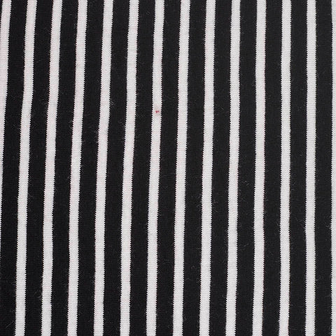 Black Vertical-Stripe Jersey Knit, Viscose, 165 gsm