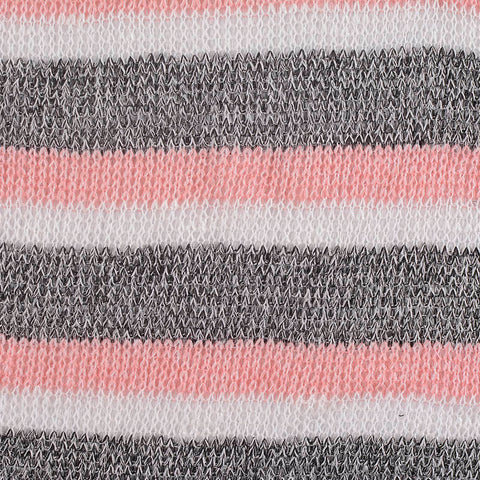 Pink Horizontal-Stripe Chunky Knit, Viscose-Poly, 147 gsm
