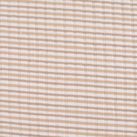Striped Viscose Polyester Stretch Rib Knit Fabric, 180 gsm, 150 cm — Beige