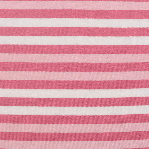 White Horizontal-Stripe Knit, Viscose, 215 gsm