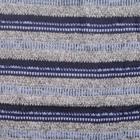 Dark Blue Horizontal-Stripe Chunky Knit, Poly-Viscose, 199 gsm