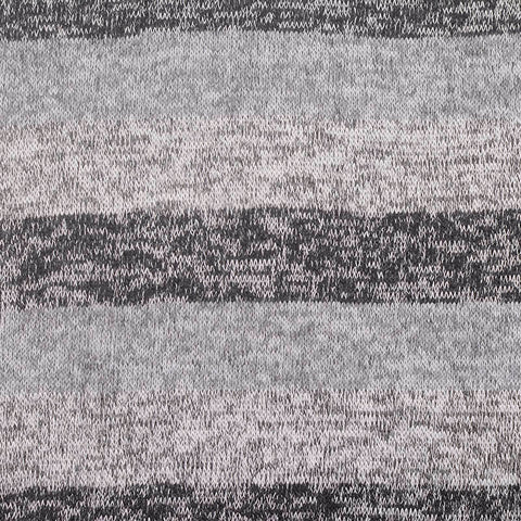 Grey Horizontal-Stripe Chunky Knit, Poly-Viscose, 136 gsm